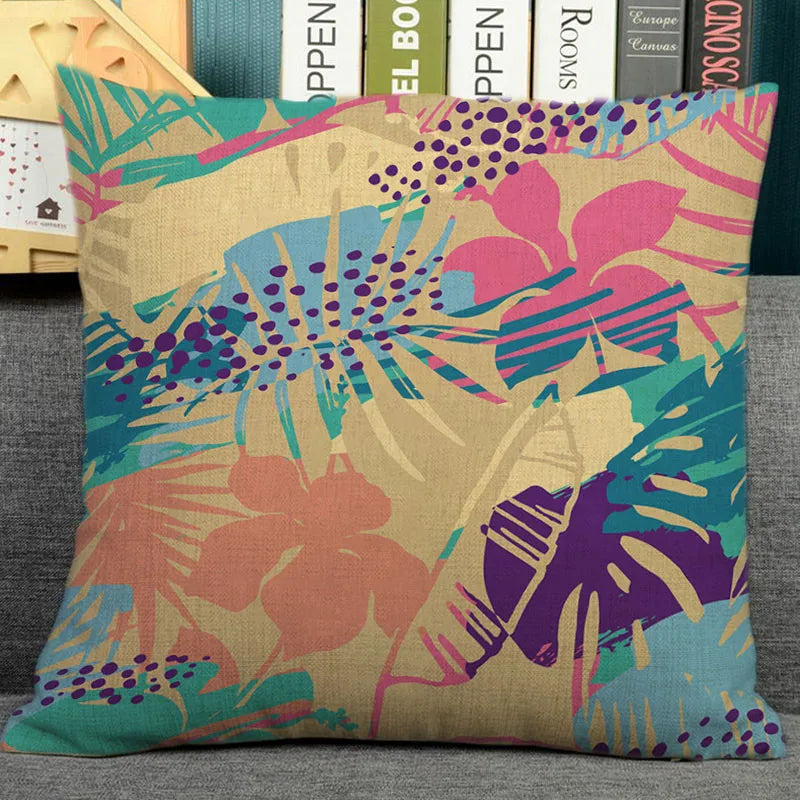 Nordic plant print cushion home decorative pillow 45x45cm pillowcase Modern sofa Decor tropical leaves seat back-Dollar Bargains Online Shopping Australia