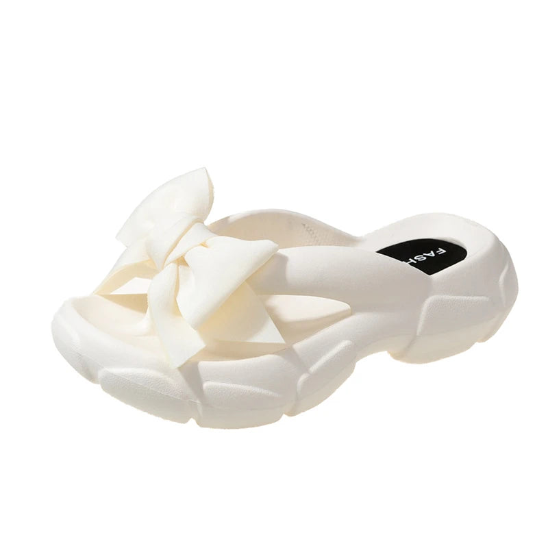 Fashion Bowknot Platform Flip Flop for Women Beach Non Slip Wedge Slippers Woman Thick Sole Clip Toe Slides Sandals-Dollar Bargains Online Shopping Australia