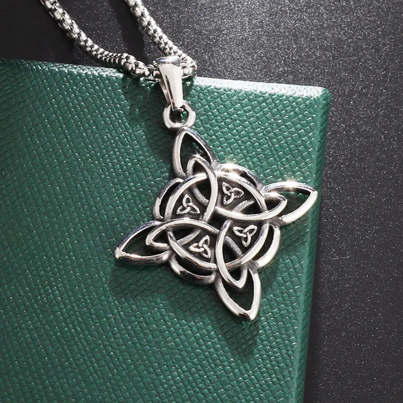 Witch Knot Necklace Stainless Steel Magic Knot Pagan Witchcraft Symbols Pendant Celtic Knot Necklace Jewelry Gifts for Women-Dollar Bargains Online Shopping Australia
