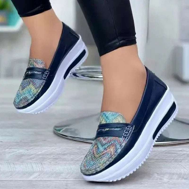 Luxury Designer Women Fashion Loafers Breathable Slip-On Vulcanized Shoes Casual Wedge Heel Lightweight Woman Sneakers-Dollar Bargains Online Shopping Australia