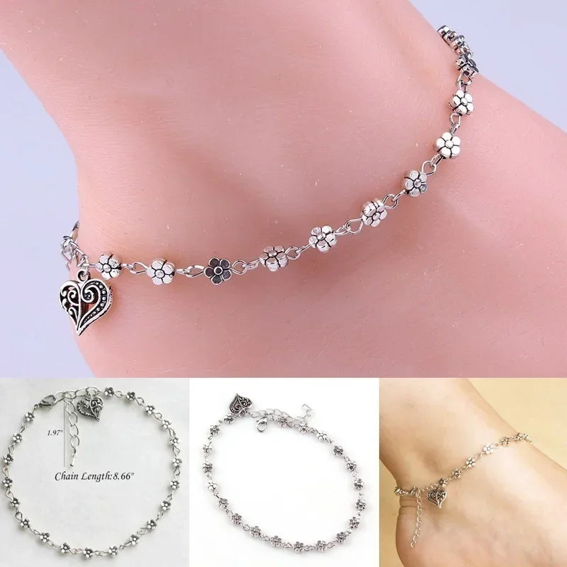 King Heart-shaped anklet flowers-Dollar Bargains Online Shopping Australia