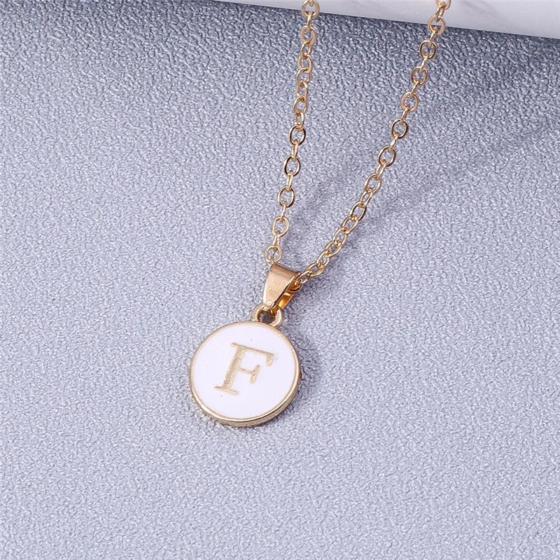 Name Initials Letter Pendant Necklace Enamel A-Z Alphabet Necklaces Girls Birthday Gifts Jewelry Accessories-Dollar Bargains Online Shopping Australia