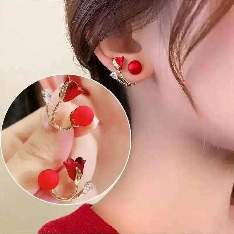 925 Silver Needle Korean Fashion Imitation Pear Earrings For Women Jewelry Luxury Women's Heart Stud Earrings-Dollar Bargains Online Shopping Australia