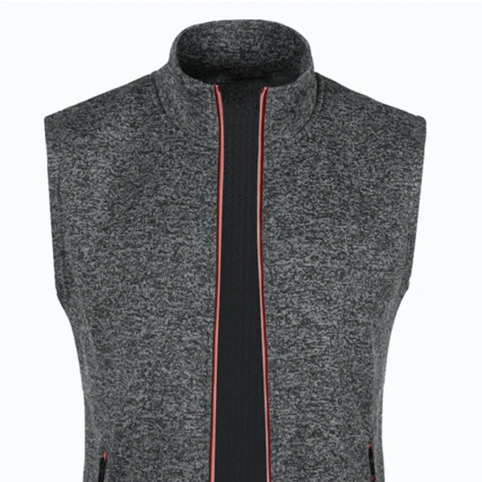 men's knitted velvet fashion casual top zipper vest sleeveless high neck fleece solid color men's wear