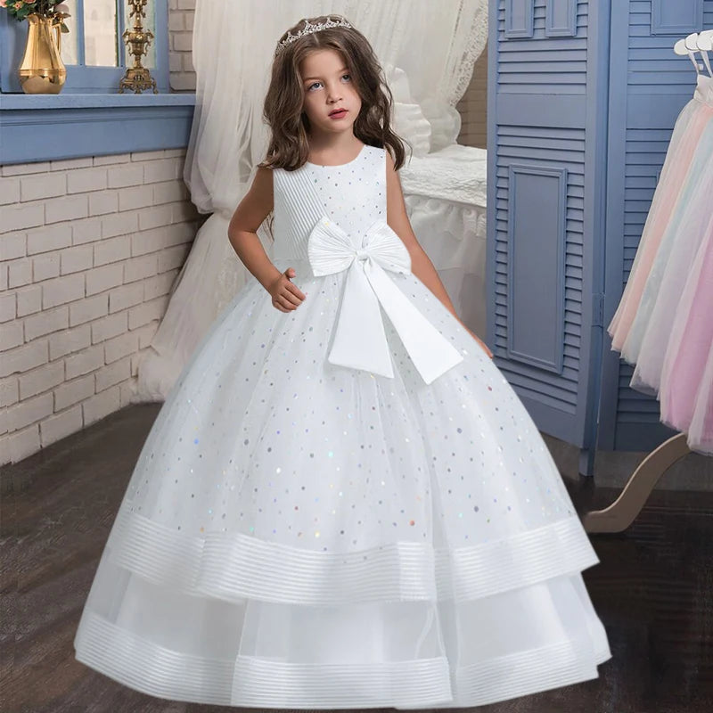 Kids Dress Flower Long Beading Elegant Teenagers Prom Gowns Dresses Girl Party Kid Evening Bridesmaid Princess-Dollar Bargains Online Shopping Australia