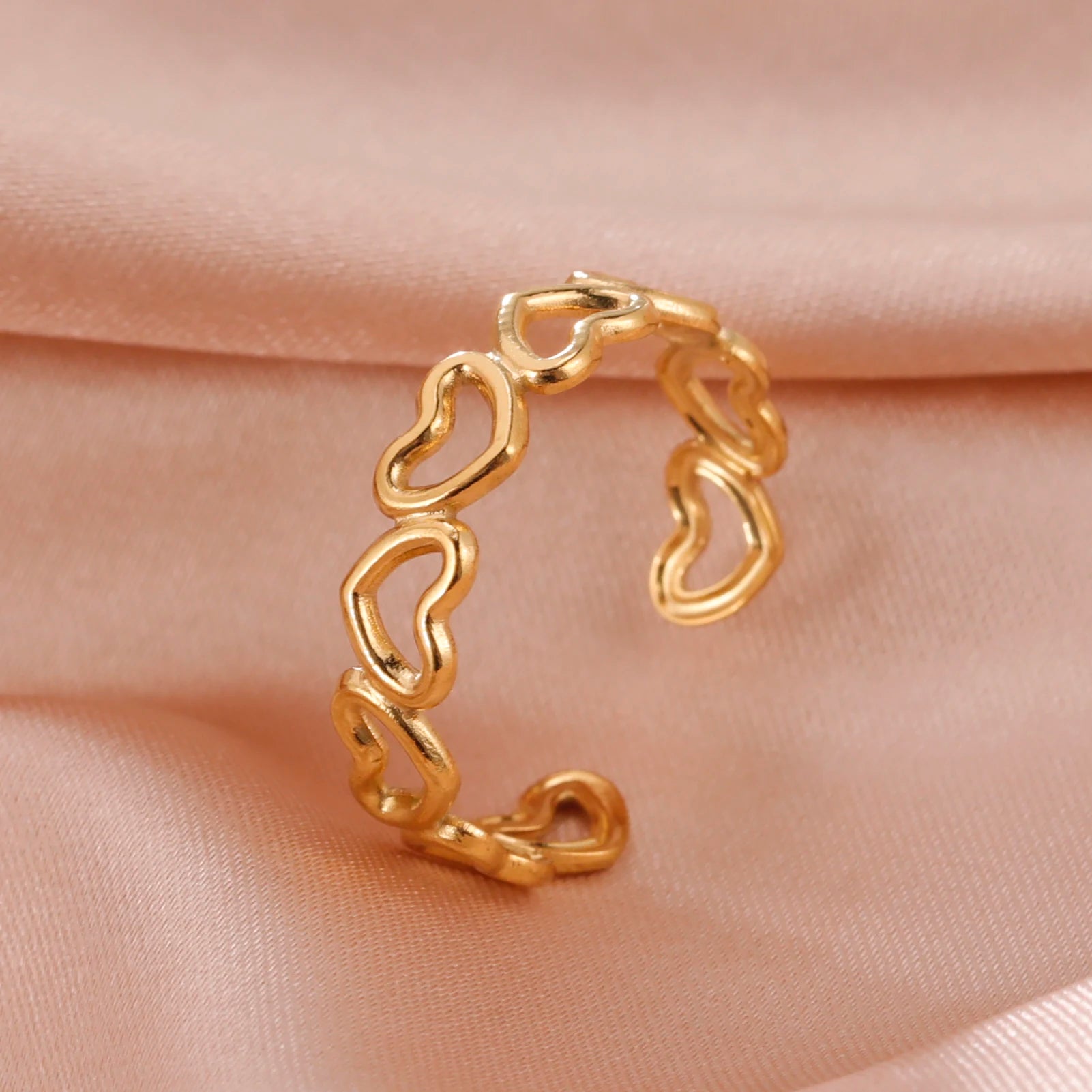 Women Rings Geometric Heart Aesthetic Adjustable Open Finger Ring Fashion Party Jewelry Gifts-Dollar Bargains Online Shopping Australia