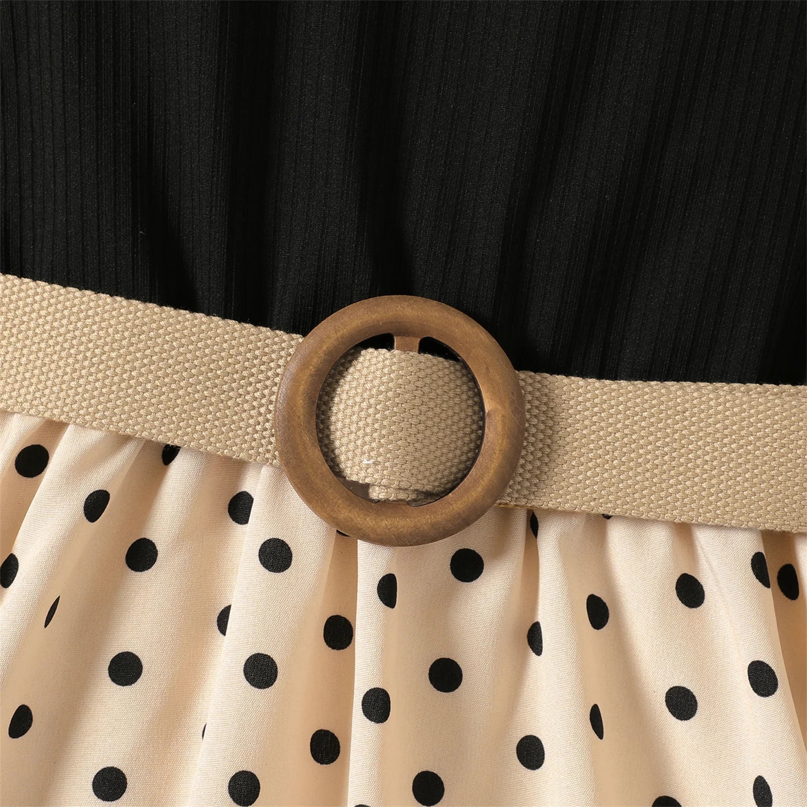 2pcs Girl Dresses Kids Clothes Girl Polka Dots Ribbed Girls Splice Sleeveless Dress & Belt-Dollar Bargains Online Shopping Australia