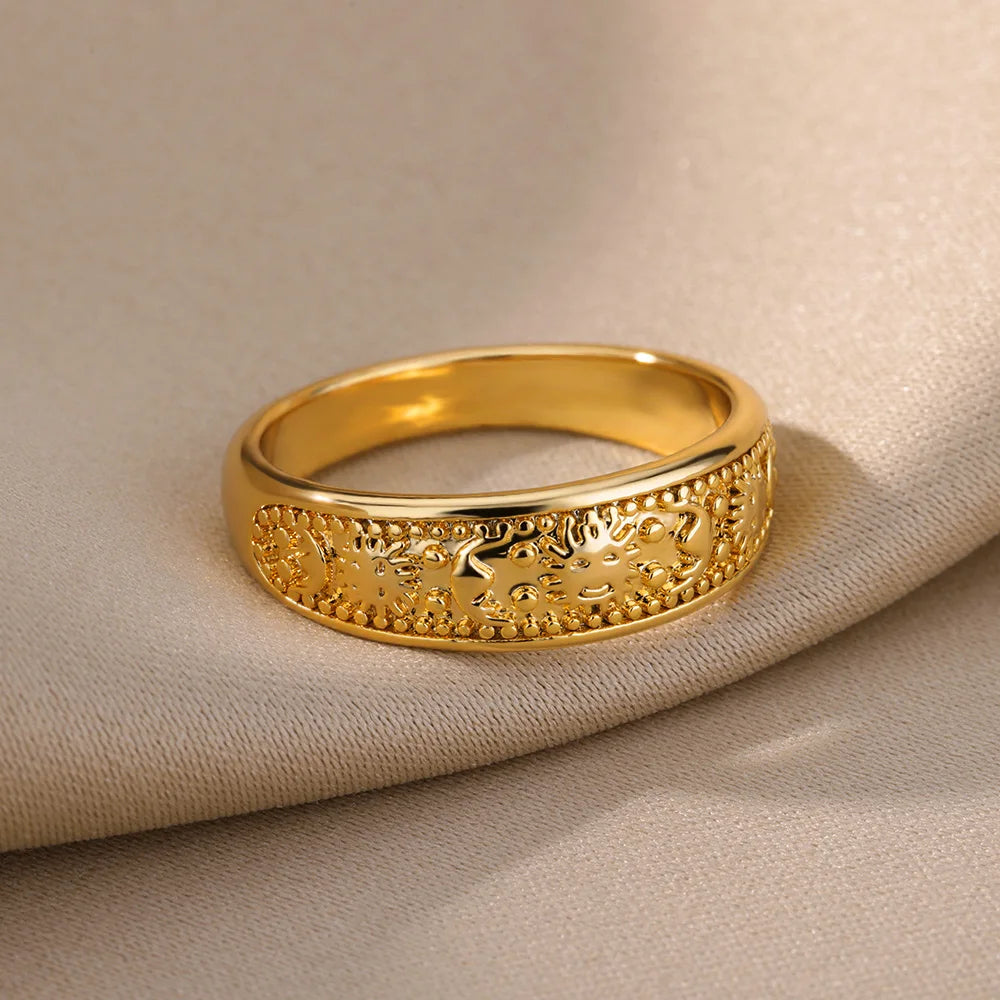 Stainless Steel Heart Rings for Women Vintage Gold Color Twist Barbed Wire Finger Ring Aesthetic Jewelry Gifts-Dollar Bargains Online Shopping Australia