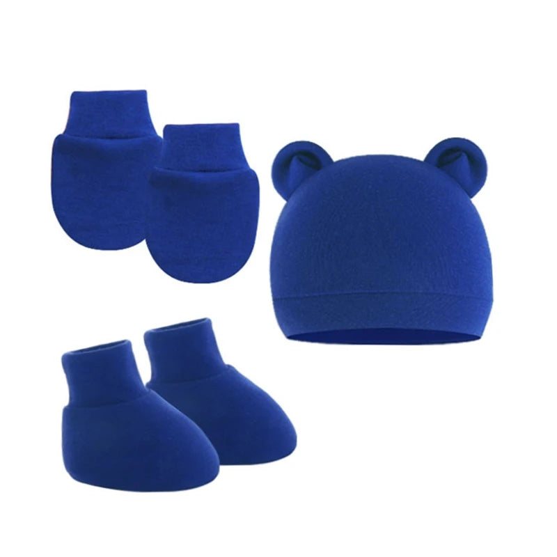 Newborn Hat Gloves Socks Set for Baby Boy Girl Cotton Fall Casual Photography Props Soft Headwear Infant Nightcap-Dollar Bargains Online Shopping Australia