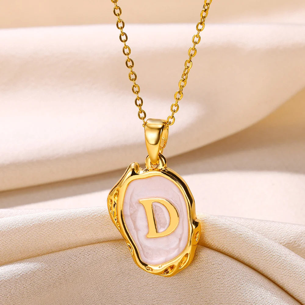 Y2K Stainless Steels Drip Oil 26 Letter Necklaces for Women Men Alphabet A-Z Initials Pendant Necklace Aesthetic Jewelry Gift-Dollar Bargains Online Shopping Australia