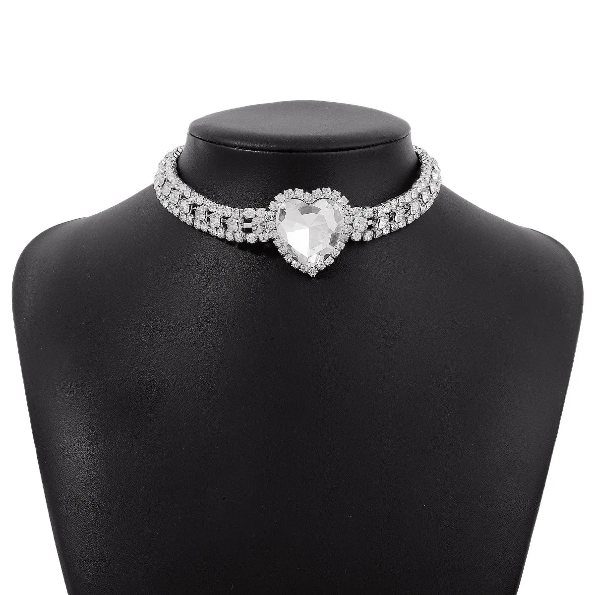 Romantic Crystal Heart Choker Necklace For Women Elegant Party Wedding Statement Necklace Fashion Jewelry Girls-Dollar Bargains Online Shopping Australia