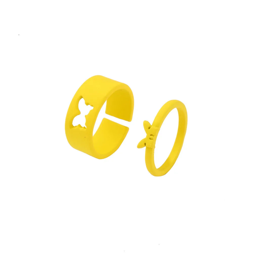 Drip Oil Love Set Ring For Women Simple Light Luxury Ladies Smiley Butterfly Jewelry Birthday Party Gifts-Dollar Bargains Online Shopping Australia