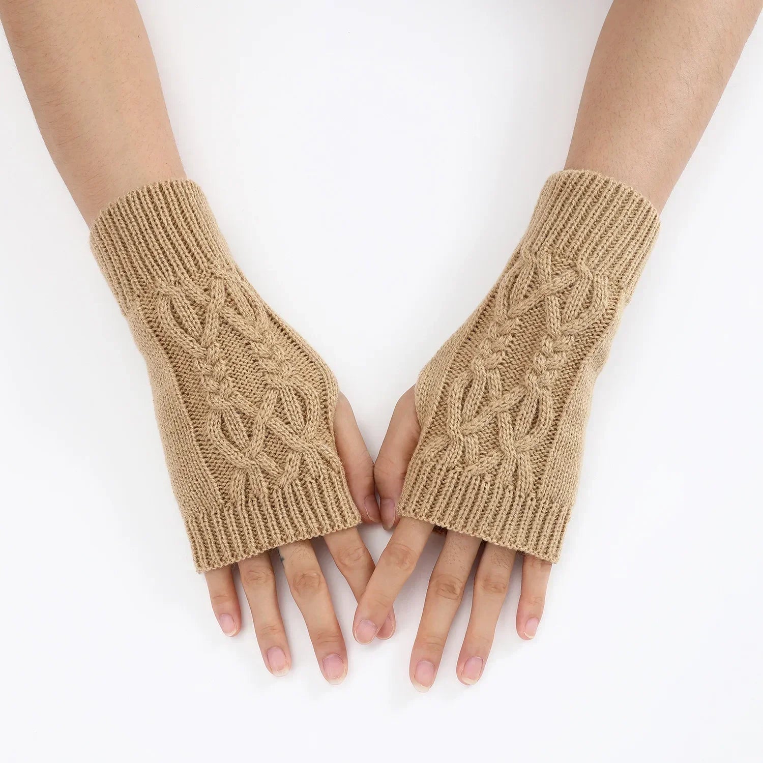 Women Winter Fingerless Gloves Warm Soft Wool Knitted Mittens Elegant Wrist Arm Hand Half Finger Elastic Short Gloves-Dollar Bargains Online Shopping Australia