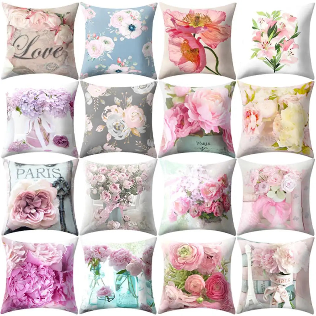 Floral Print Pillow Cover  Sofa Cushion  Home Decor