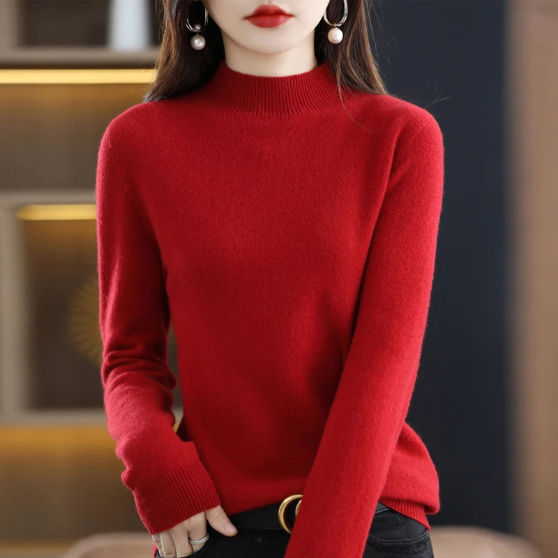 100% Pure Wool Half-neck Pullover Cashmere Sweater Women's Casual Knit Top-Dollar Bargains Online Shopping Australia