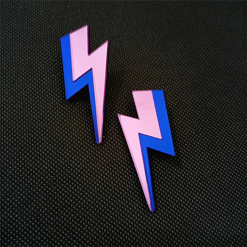 Glitter Lightning Acrylic Stud Earrings For Women Multicolor Jewelry Mirror Trendy Fashion Summer Classic Accessories-Dollar Bargains Online Shopping Australia