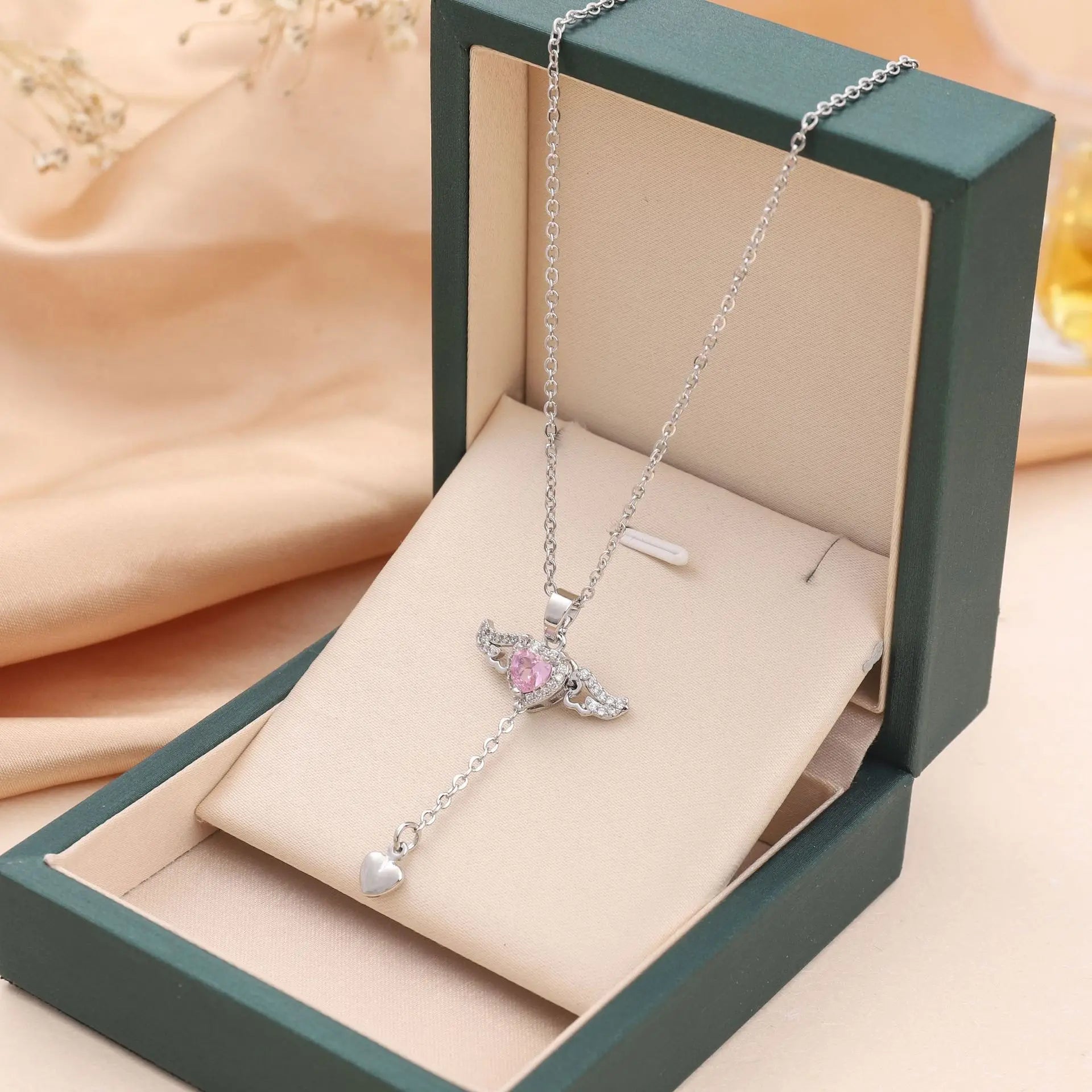Stainless Steel Gold Color Cupid Angel's Wings Pendant Necklace For Women Girls Clavicle Chain Party Jewelry Gift-Dollar Bargains Online Shopping Australia