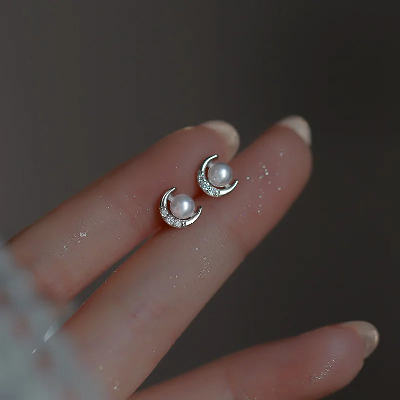 Planet Earrings Silver Color Piercing for Women Moon Star Crystal Zircon Ear Stud Earrings Tragus Cartilage Body Jewelry-Dollar Bargains Online Shopping Australia