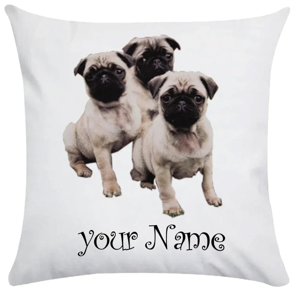 Pug Bulldog Print Cushion Cover Pets Dog Pillowcase For Home Sofa Decoration Polyester Lumbar Pillow Case Gift-Dollar Bargains Online Shopping Australia