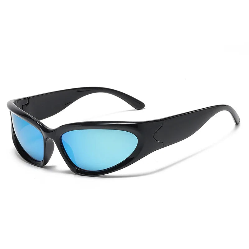 Fashion Wrap Around Cyber Y2K Sunglasses Women Silver Oval Shades Sports Cycling Sun Glasses Aesthetic Eyewear for Men Outdoor-Dollar Bargains Online Shopping Australia