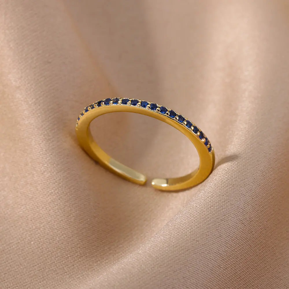 Colorful Zircon Rings For Women Gold Color Stainless Steel Fashion Cubic Zirconia Ring Wedding Jewelry Gift-Dollar Bargains Online Shopping Australia