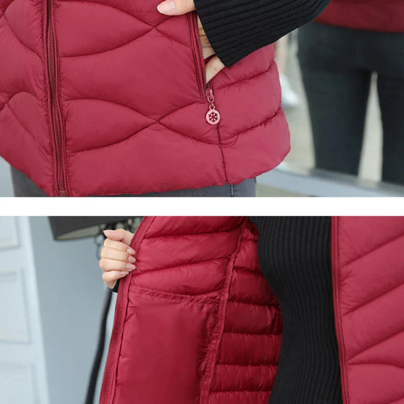Woman Vest Autumn Winter Warm Down Cotton Vests Female Thick Removable Hooded Waistcoat Women's Sleeveless Jacket Vest Coat-Dollar Bargains Online Shopping Australia