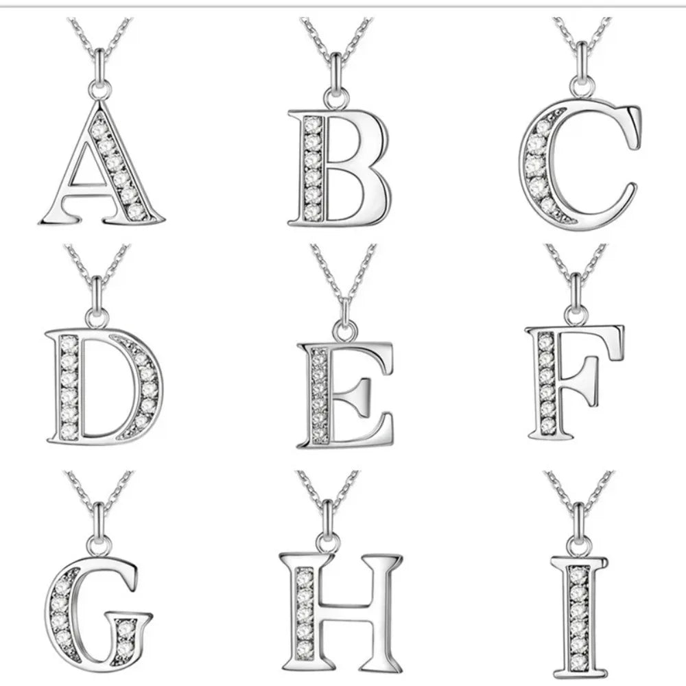 26 Letter A-Z Silver Plated Necklace Color Jewelry Pendant Metal Stamp-Dollar Bargains Online Shopping Australia