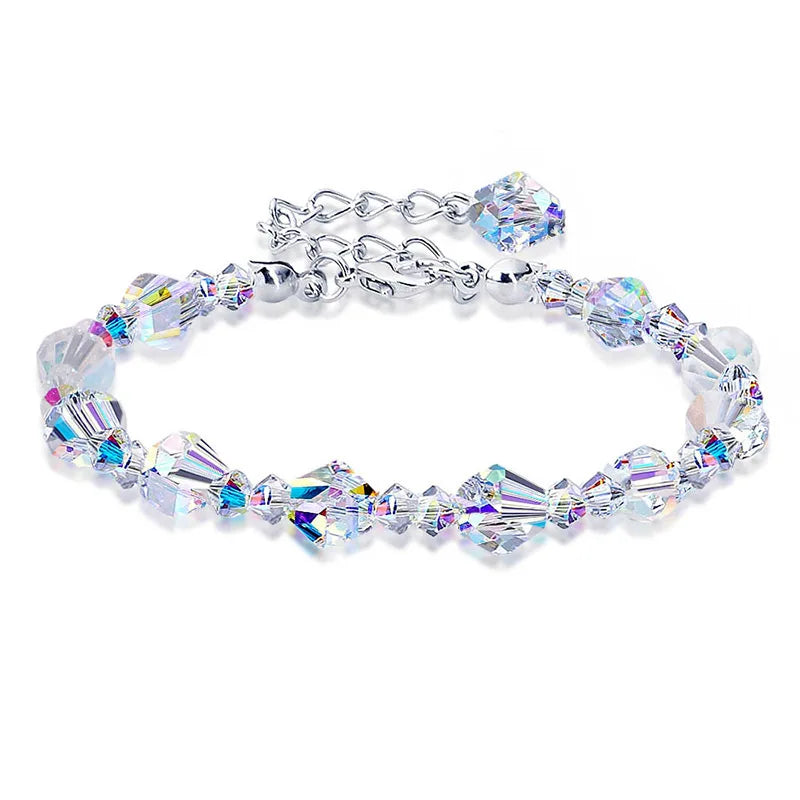 Luxury Design 8mm Sugar Cube Crystal Bracelet Necklace Earrings Jewelry Set Shine Lady Party Accessories Romantic Valentine Gift-Dollar Bargains Online Shopping Australia