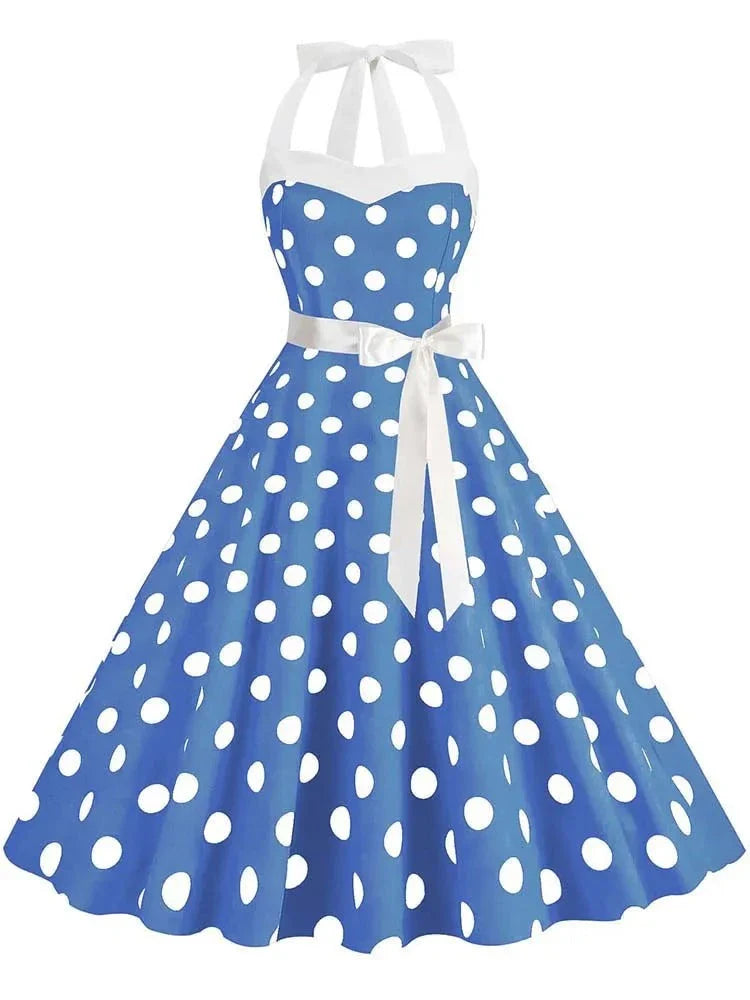 Vintage 50s 60s Women Summer Party Dress With Belt Pink Plaid Print Halter Hepburn Robe Rockabilly Dresses-Dollar Bargains Online Shopping Australia