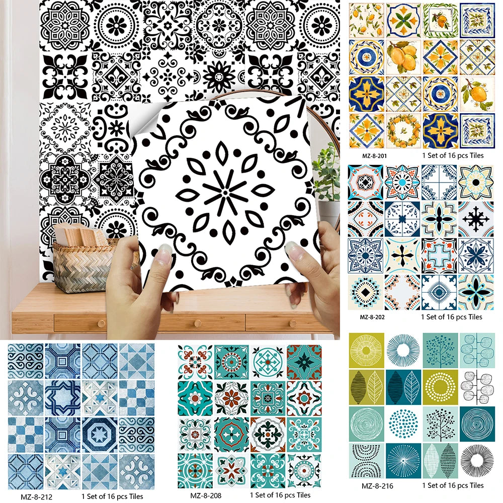 16pcs/Set Matte Waterpoof Tile Wall Sticker Home Decoration Peel & Stick Wallpaper Kitchen Bathroom Wardrobe Floor PVC Art Mural-Dollar Bargains Online Shopping Australia