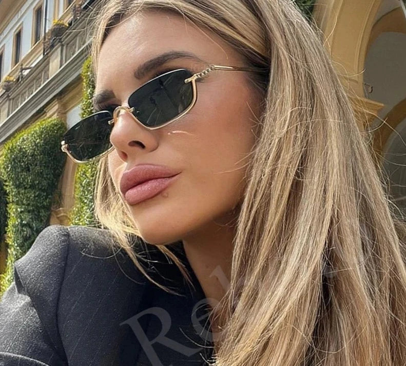 Fashion Small Square Women's Sunglasses Luxury Brand Metal Half Frame-Dollar Bargains Online Shopping Australia