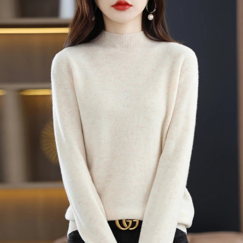 100% Pure Wool Half-neck Pullover Cashmere Sweater Women's Casual Knit Top-Dollar Bargains Online Shopping Australia