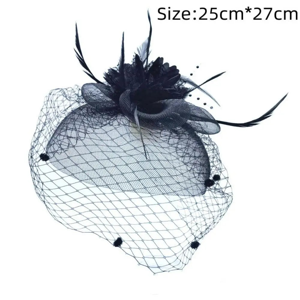 Birdcage Bride Veil Wedding Hair Accessories Flowers Feather Mesh Veil Face Cover