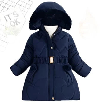 Girls Coat Keep Warm Thicken Kids Jacket Hooded Zipper Fur Collar Princess Outerwear Children's Clothing-Dollar Bargains Online Shopping Australia