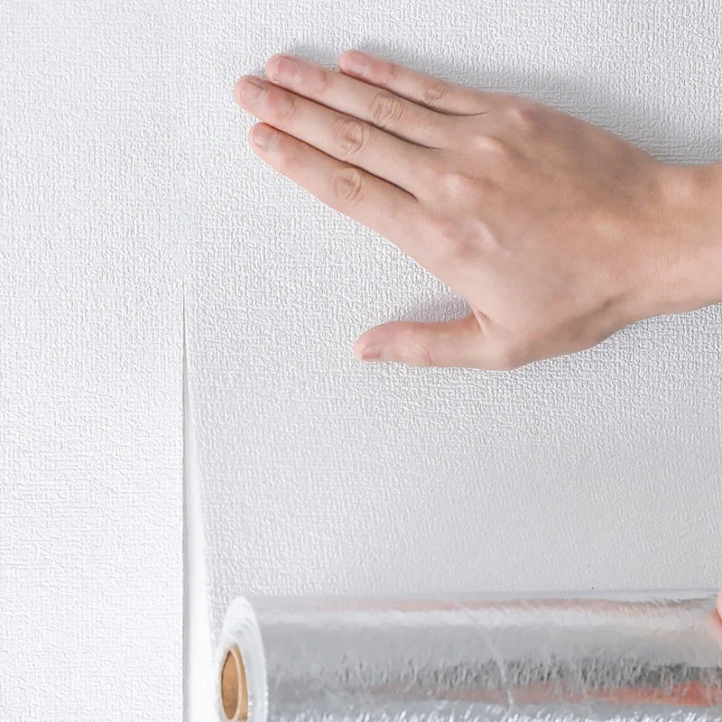 Linen 3D Foam Self-adhesive PVC Solid Color Thickened Waterproof Background Wall Renovation Wallpaper Wall Stickers