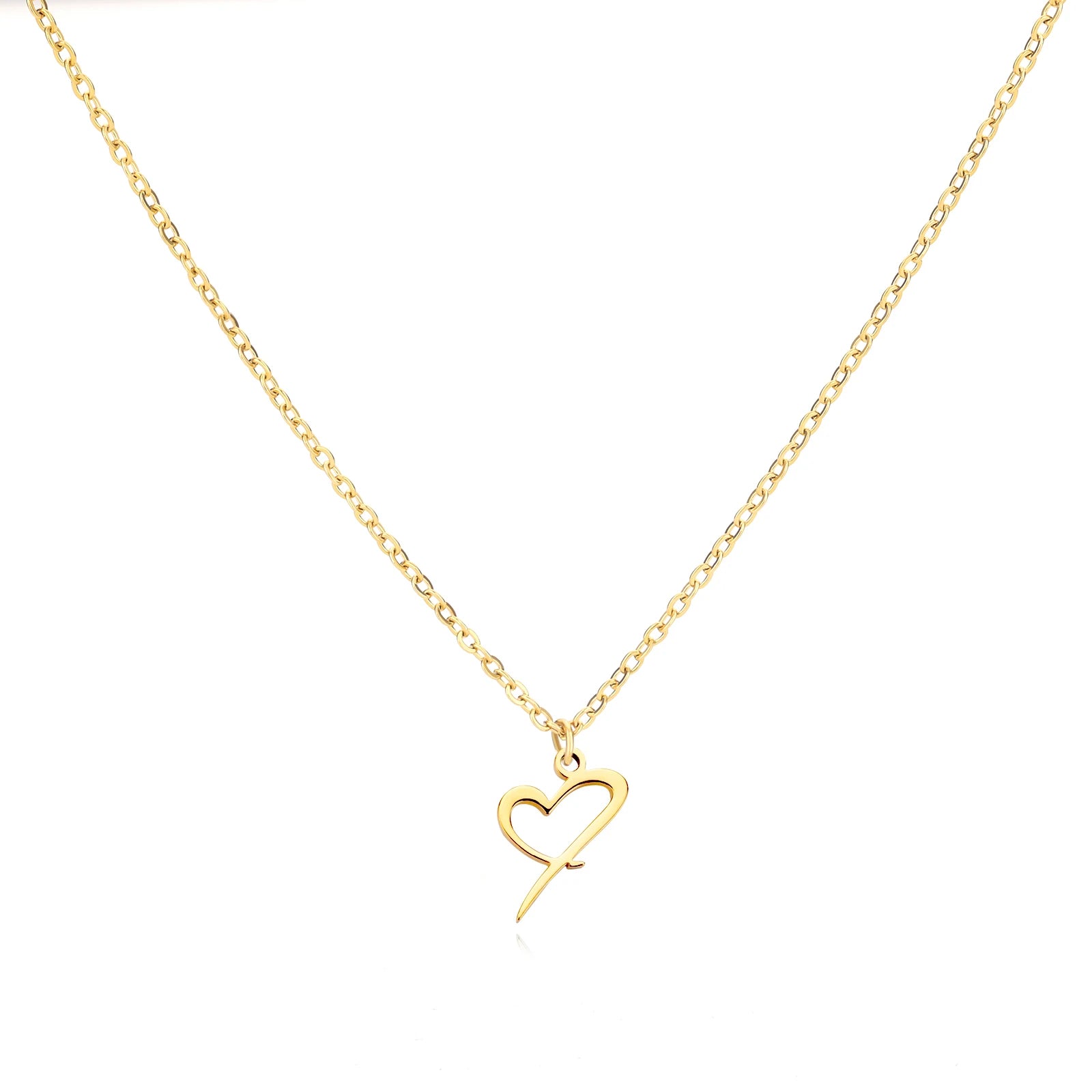 Heart Initial Letter Necklace for Women Gold Color Stainless Steel Necklace Jewelry Wedding Birthday-Dollar Bargains Online Shopping Australia