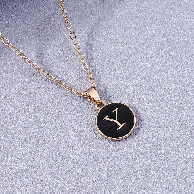 Name Initials Letter Pendant Necklace Enamel A-Z Alphabet Necklaces Girls Birthday Gifts Jewelry Accessories-Dollar Bargains Online Shopping Australia