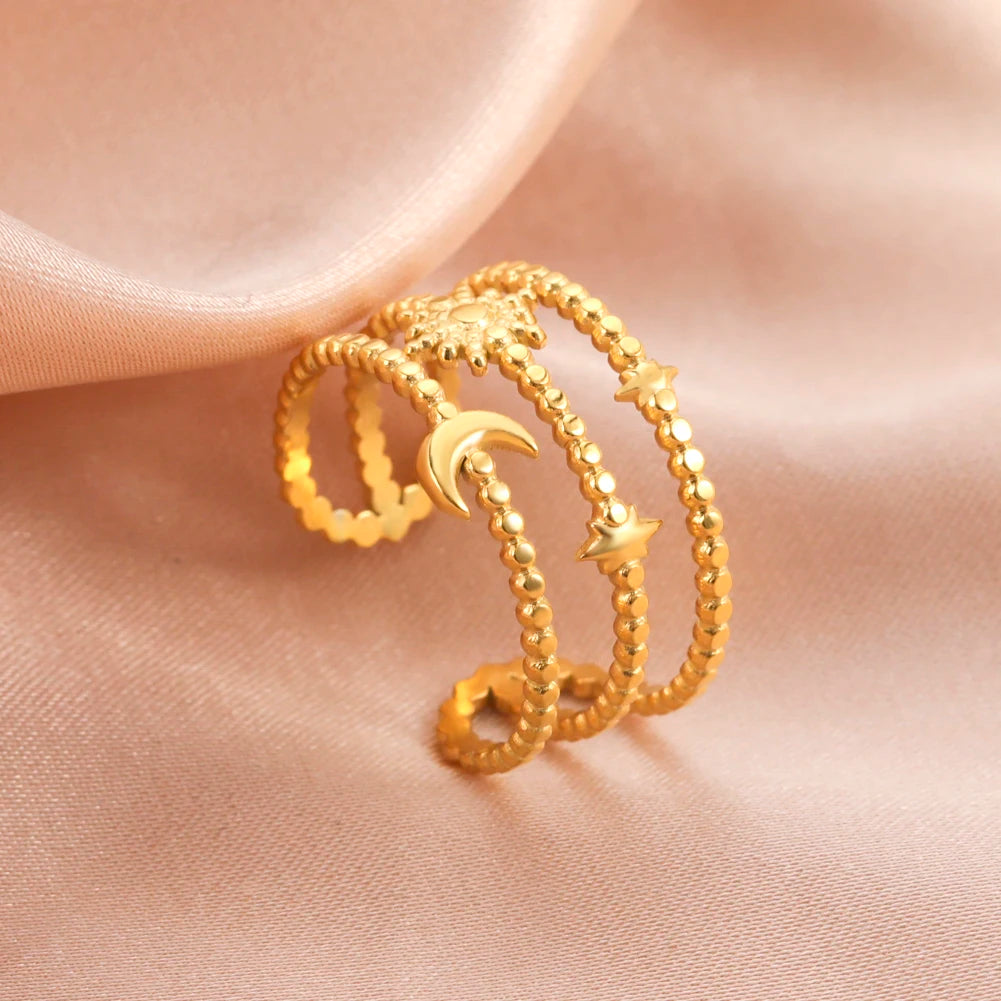 Women Rings Geometric Heart Aesthetic Adjustable Open Finger Ring Fashion Party Jewelry Gifts-Dollar Bargains Online Shopping Australia
