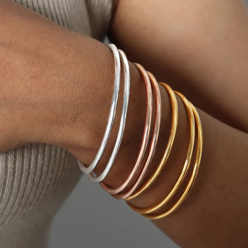 Stainless Steel Bracelet For Women Round Minimalist Elegant Gold Color Bracelet