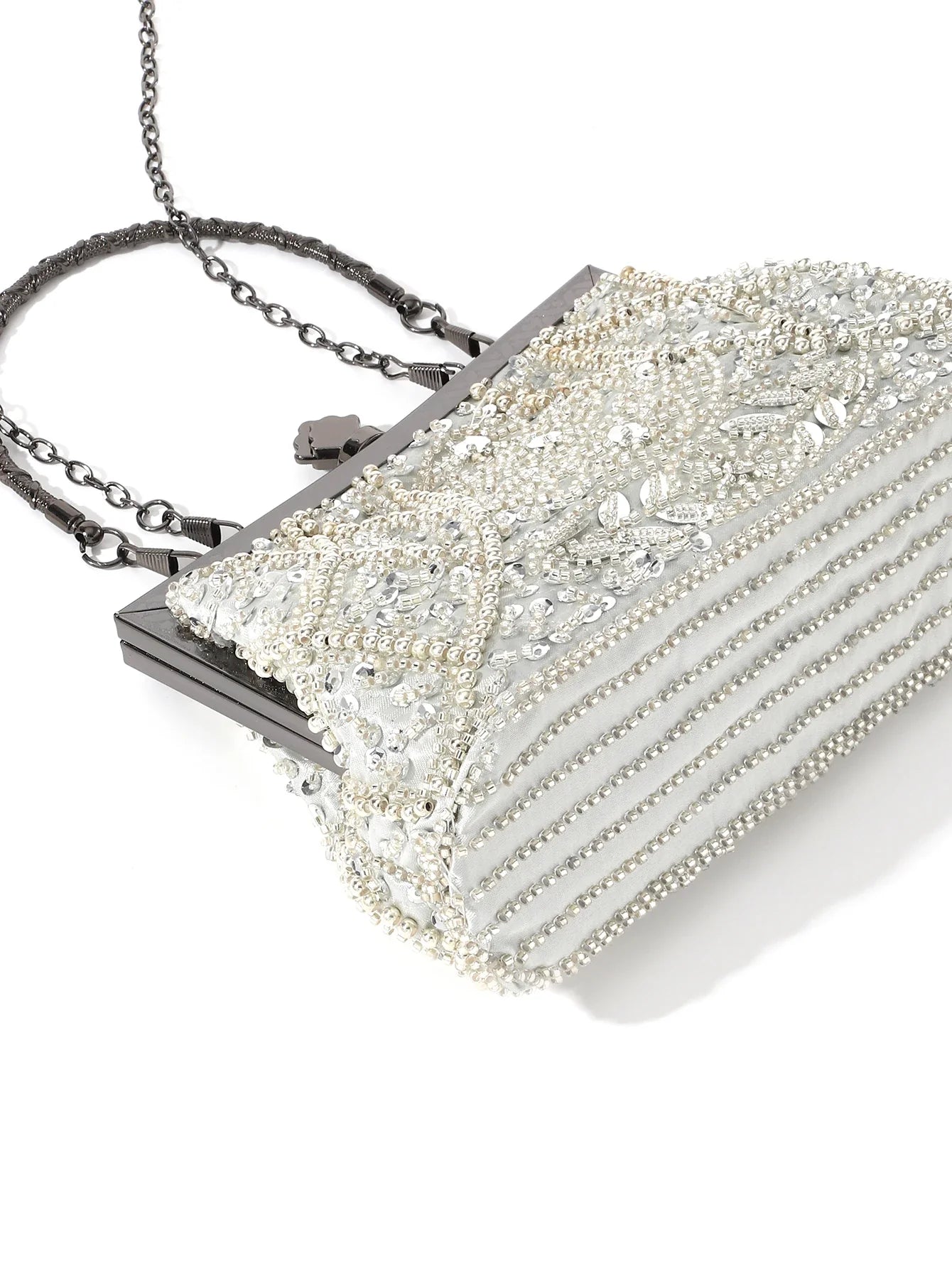 vintage Heavy industry embroidery flower beaded hand-held evening bag for party