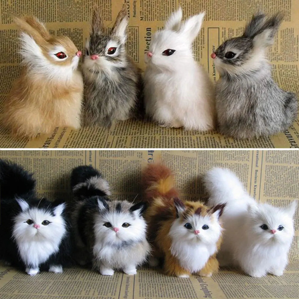 Simulation Rabbit Owl Cat Fox Ornament Furs Squatting Model Home Decoration Animal World with Static Action Figures Gift for Kid-Dollar Bargains Online Shopping Australia