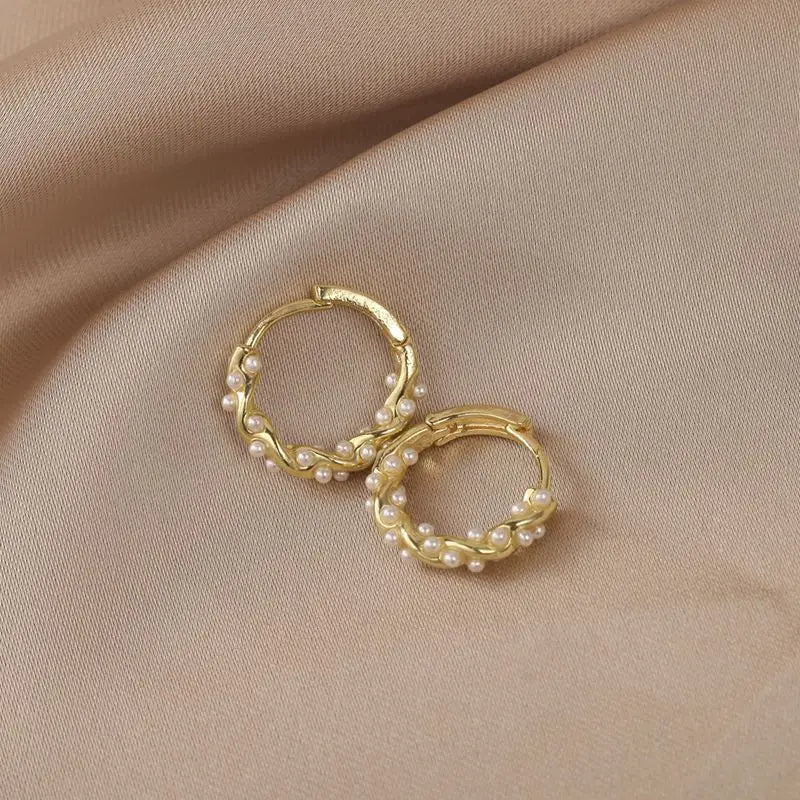 Simple Temperament Circle Pearl Earrings Fashion Small Versatile Earrings Women's Jewelry-Dollar Bargains Online Shopping Australia