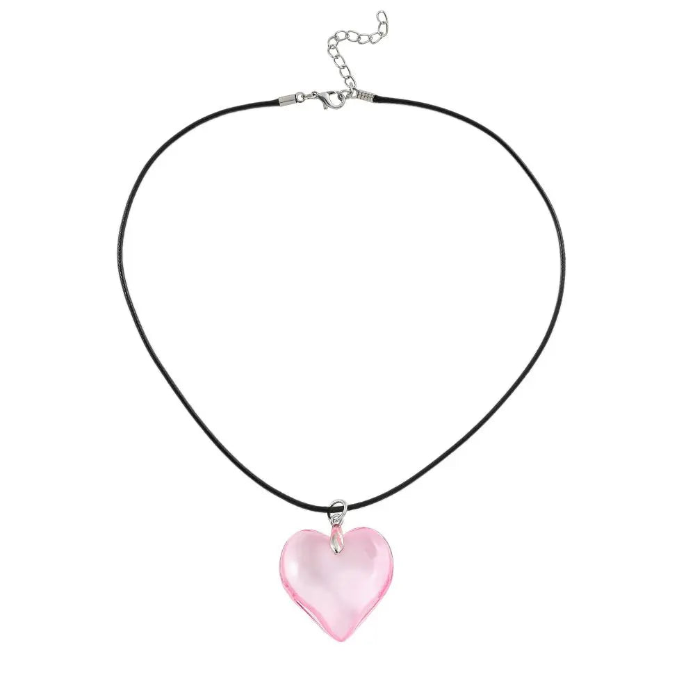 Goth Black Velvet Big Heart Pendant Choker Necklace for Women Elegant Weave Knotted Bowknot Adjustable Chain-Dollar Bargains Online Shopping Australia