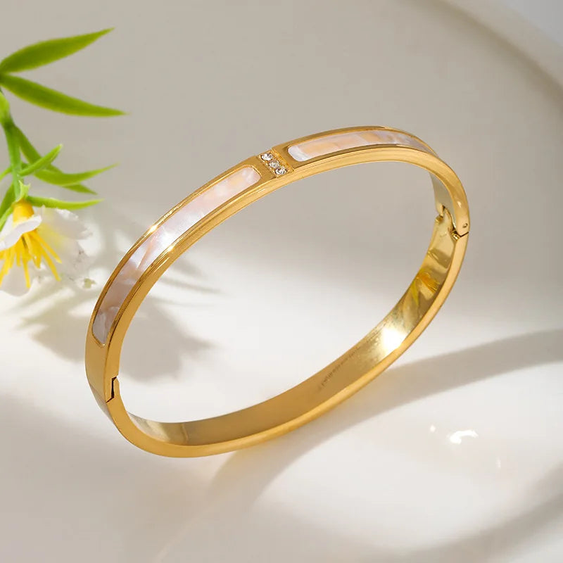 Classic Design Shell Zircon Bracelets & Bangle For Women Luxury Brand Wedding Jewelry Titanium Steel-Dollar Bargains Online Shopping Australia