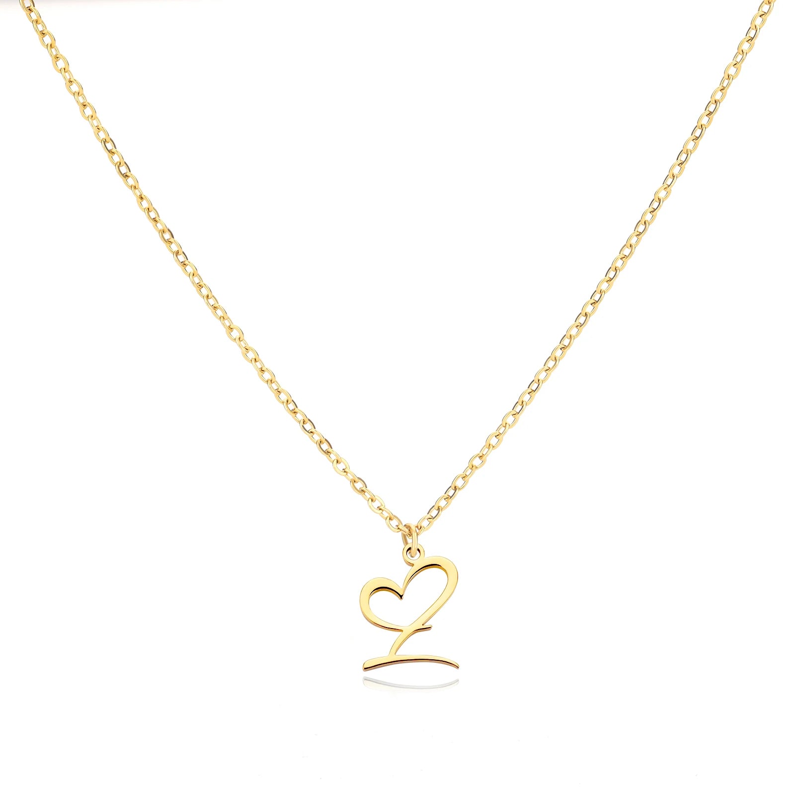 Heart Initial Letter Necklace for Women Gold Color Stainless Steel Necklace Jewelry Wedding Birthday-Dollar Bargains Online Shopping Australia