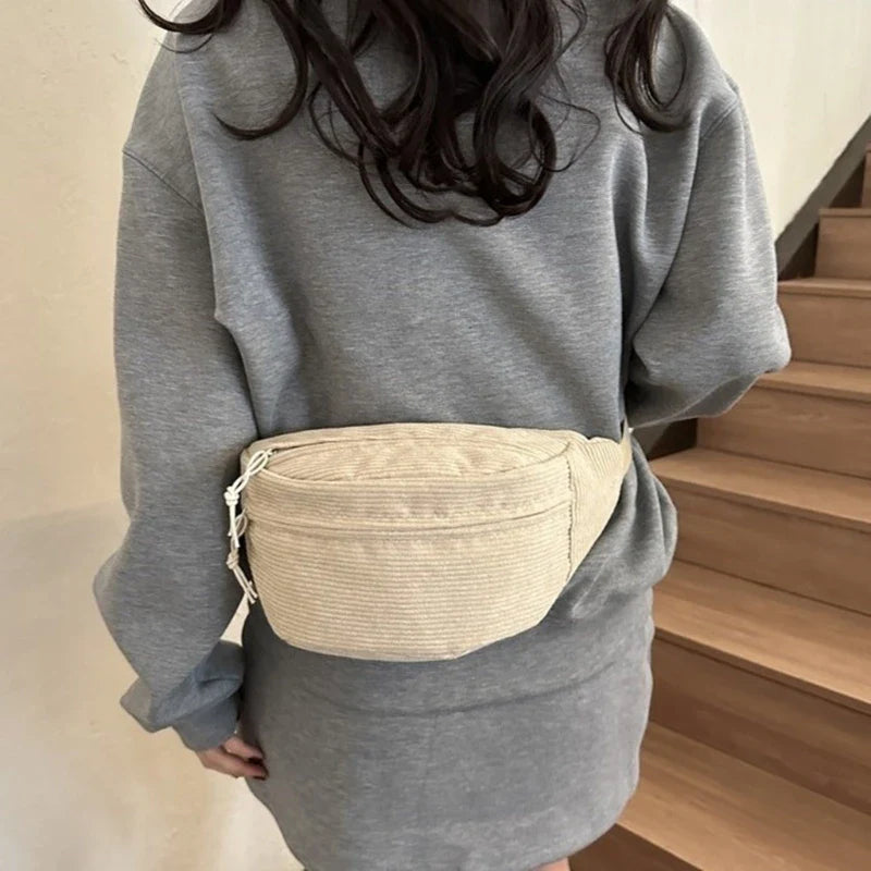 Waist Pack Chest Bag Corduroy Fanny Pack Sports Bag Versatile Travel Belt Bag