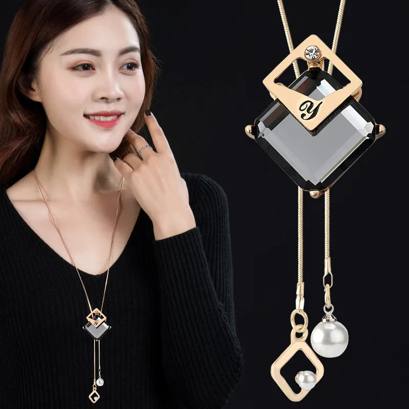 Long Necklaces Pendants Women Geometric Statement Maxi Fashion Crystal Jewelry-Dollar Bargains Online Shopping Australia