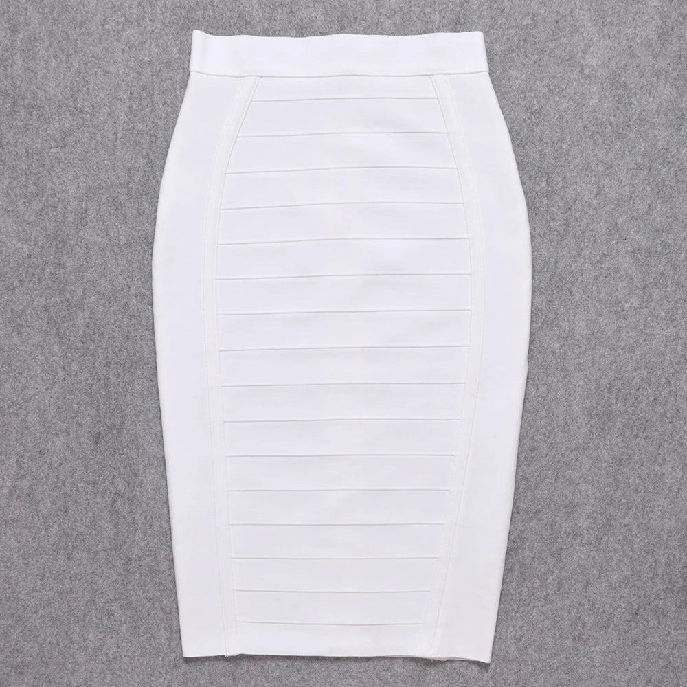 Pencil Knitted Skirts White Women Classic Vintage Elastic Thick Skirts Bodycon Birthday Skirts-Dollar Bargains Online Shopping Australia