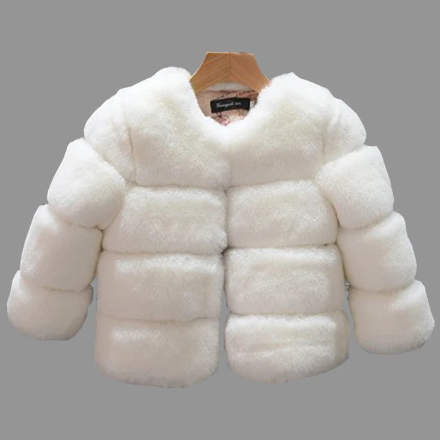 New Girls Winter Fur Coat Elegant Teenage Girl Faux Fur Jackets Thick Coats Warm Parkas Children Outerwear 1-10Yrs Girls Clothes-Dollar Bargains Online Shopping Australia