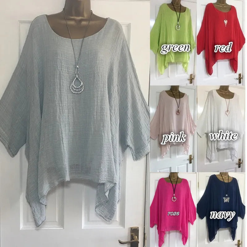 Womens Batwing Sleeve Solid Color Loose O-Neck 3/4 Sleeve Casual Elegance Blouse Ladies Top-Dollar Bargains Online Shopping Australia